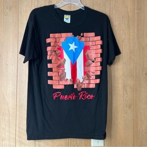 Caribbean Tropic T-Shirt Men’s Sz M Black Puerto Rico Design Print Short Sleeve